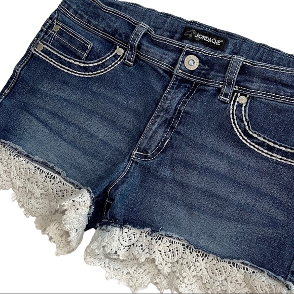 NWOT Girls Jordache Crochet Trim Denim Jean Shorts - Picture 12 of 16